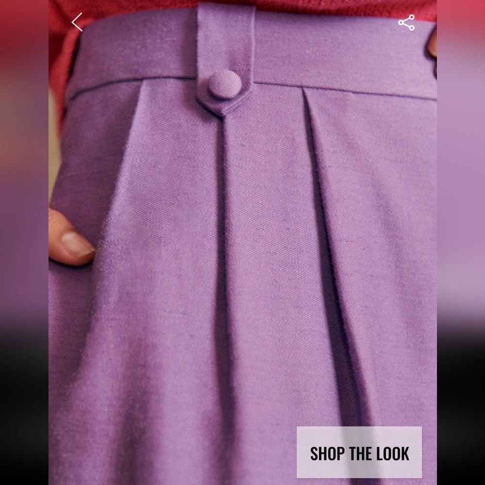 Sezane LouLou High Waisted Flowing Lavender Trousers - Picture 2 of 5